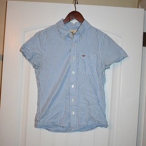 Sm Hollister Blue and White Button Up